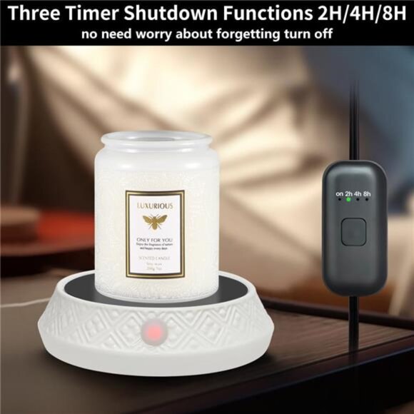 Electric Coffee Mug Warmer Candle Warmer Auto Off Timer Ceramic Cup Plate - Picture 3 of 7